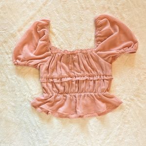 Lumiere Pink Puff Sleeve Crop Top